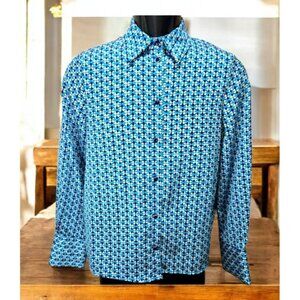 Zara Women's Blue Geometric Button-Up Western‎ Shirt Small
